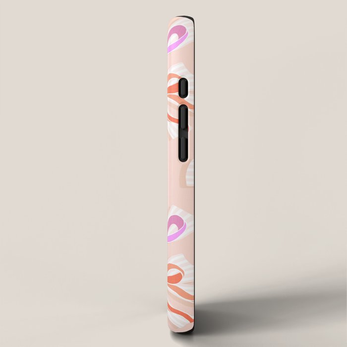 Ditsy Kitsch Ribbons and bows 1. Pastel Rainbow colours on Peach iPhone Case Gallery Image 2