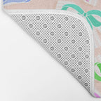 Ditsy Kitsch Ribbons and bows 1. Pastel Rainbow colours on Peach Bath Mat Gallery Image 2