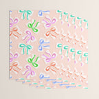 Ditsy Kitsch Ribbons and bows 1. Pastel Rainbow colours on Peach Wrapping Paper Gallery Image 3