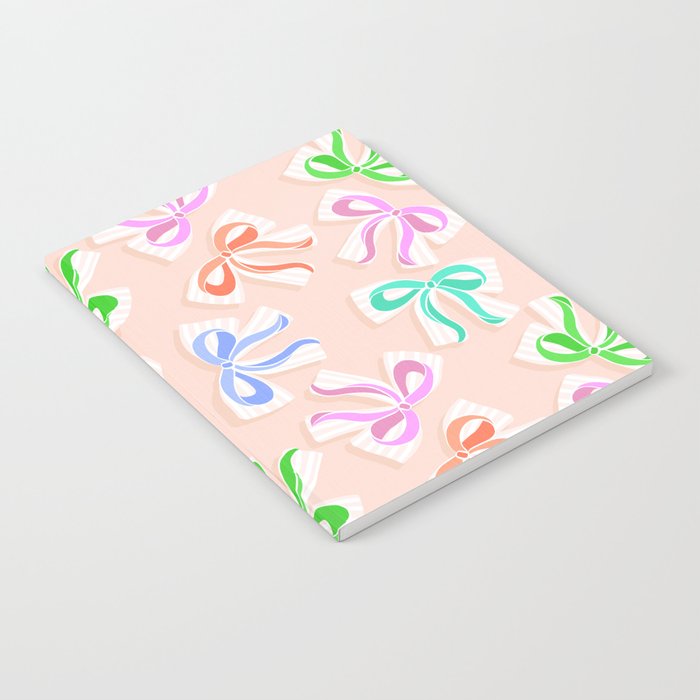 Ditsy Kitsch Ribbons and bows 1. Pastel Rainbow colours on Peach Notebook Gallery Image 2