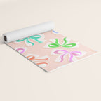 Ditsy Kitsch Ribbons and bows 1. Pastel Rainbow colours on Peach Yoga Mat Gallery Image 2