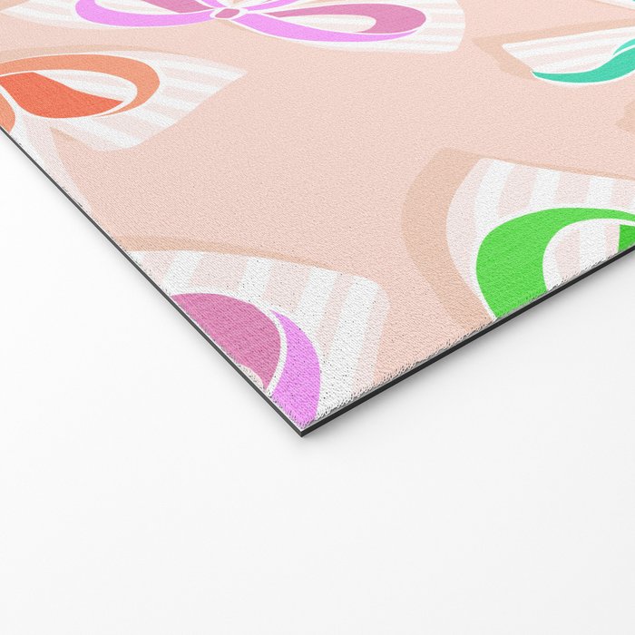 Ditsy Kitsch Ribbons and bows 1. Pastel Rainbow colours on Peach Welcome Mat Gallery Image 2