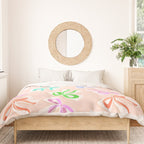 Ditsy Kitsch Ribbons and bows 1. Pastel Rainbow colours on Peach Duvet Cover Gallery Image 3