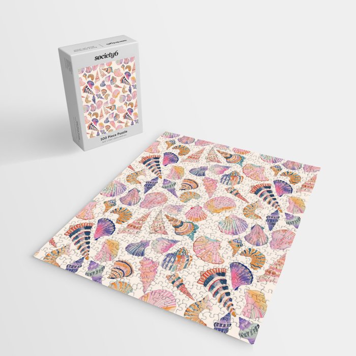 Colorful Sea Shells Spiritual Feminine Seashore Animal Print Jigsaw Puzzle Gallery Image 2
