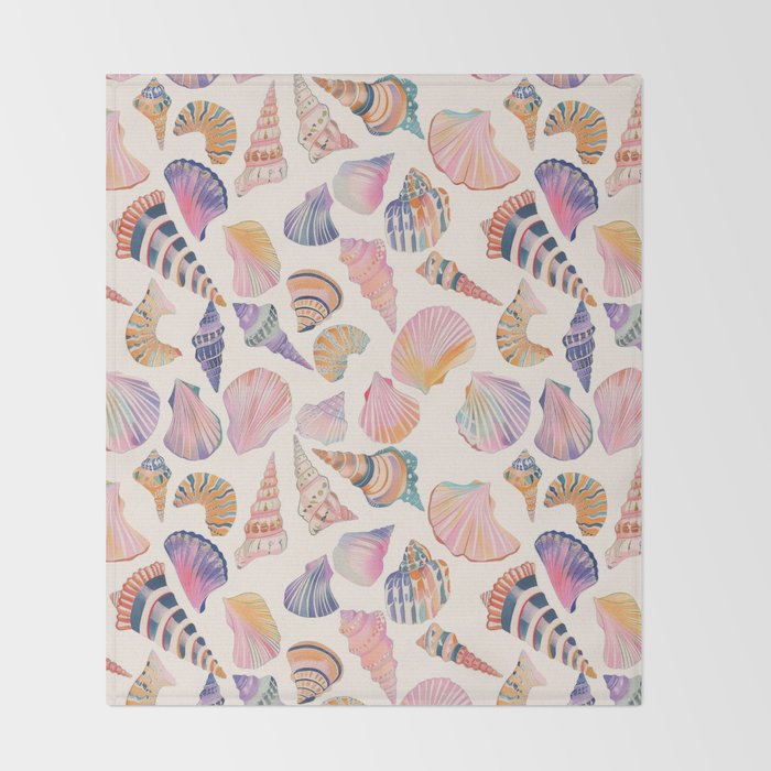 Colorful Sea Shells Spiritual Feminine Seashore Animal Print Throw Blanket Gallery Image 2