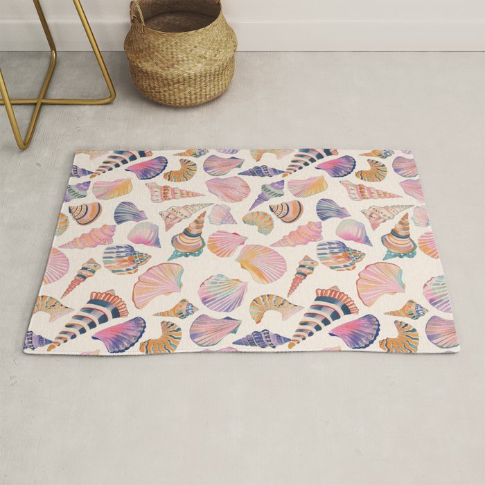 Colorful Sea Shells Spiritual Feminine Seashore Animal Print Rug Gallery Image 1