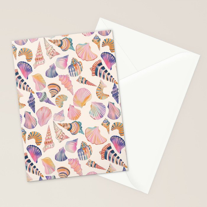Colorful Sea Shells Spiritual Feminine Seashore Animal Print Stationery Card Gallery Image 2