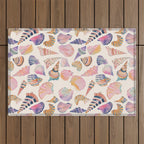 Colorful Sea Shells Spiritual Feminine Seashore Animal Print Outdoor Rug Gallery Image 1
