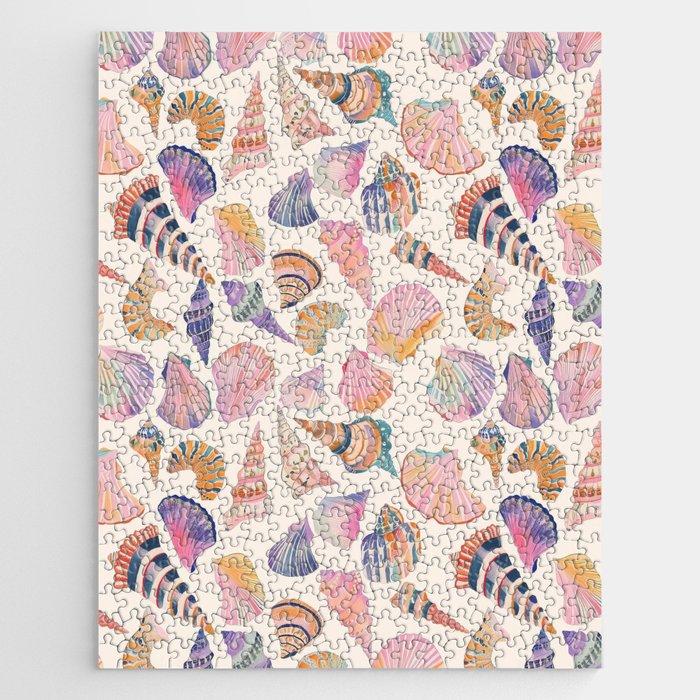 Colorful Sea Shells Spiritual Feminine Seashore Animal Print Jigsaw Puzzle Gallery Image 1