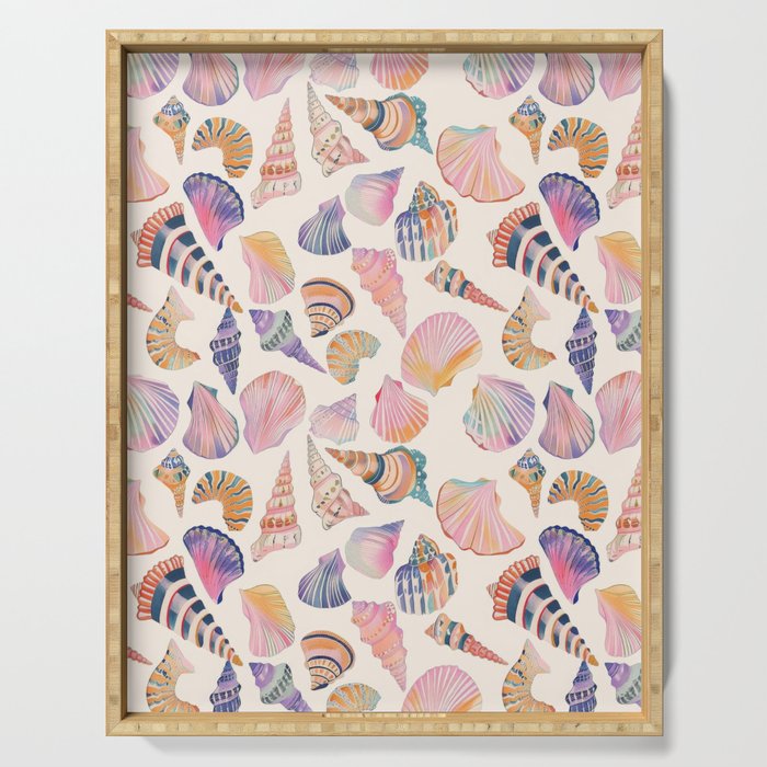 Colorful Sea Shells Spiritual Feminine Seashore Animal Print Serving Tray Gallery Image 1