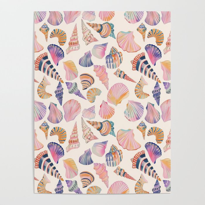 Colorful Sea Shells Spiritual Feminine Seashore Animal Print Poster Gallery Image 1