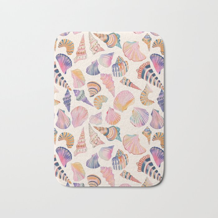 Colorful Sea Shells Spiritual Feminine Seashore Animal Print Bath Mat Gallery Image 1