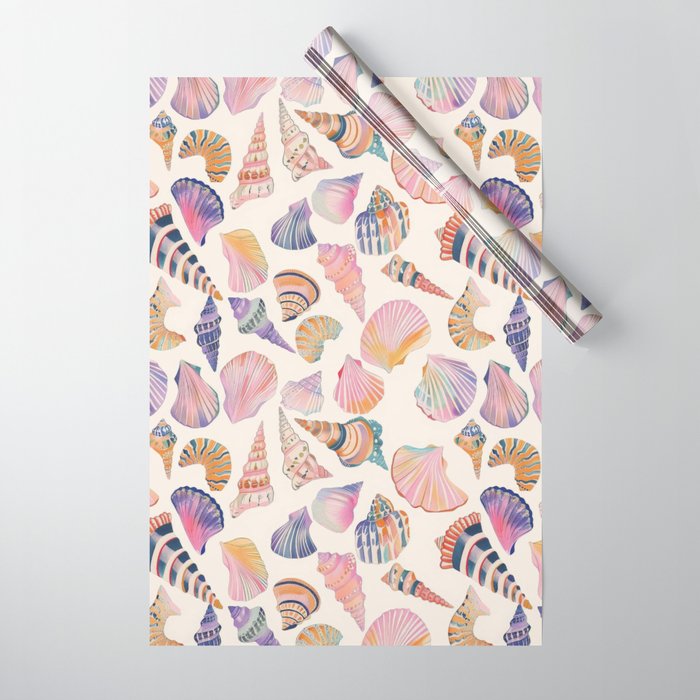 Colorful Sea Shells Spiritual Feminine Seashore Animal Print Wrapping Paper Gallery Image 1