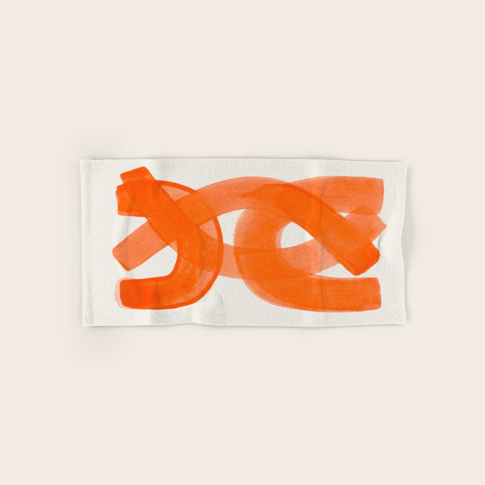 Mid Century Modern Abstract Painting Orange Watercolor Brush Strokes Towels Gallery Image 1