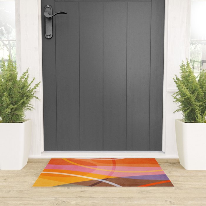 Colorful Shapes Lines Modern Bold Artwork Welcome Mat Gallery Image 3