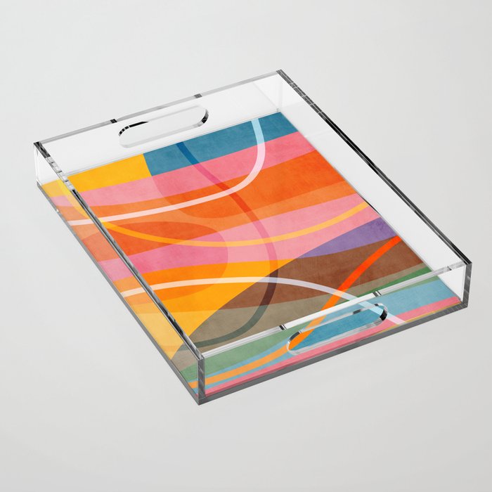 Colorful Shapes Lines Modern Bold Artwork Acrylic Tray Gallery Image 1