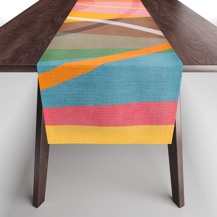 Colorful Shapes Lines Modern Bold Artwork Table Runner Gallery Image 1