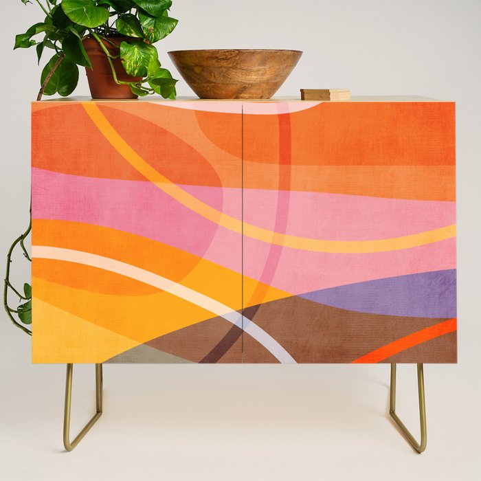 Colorful Shapes Lines Modern Bold Artwork Credenza Gallery Image 1