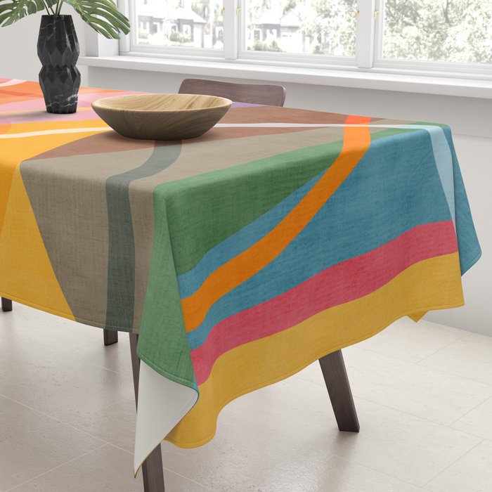 Colorful Shapes Lines Modern Bold Artwork Tablecloth Gallery Image 3
