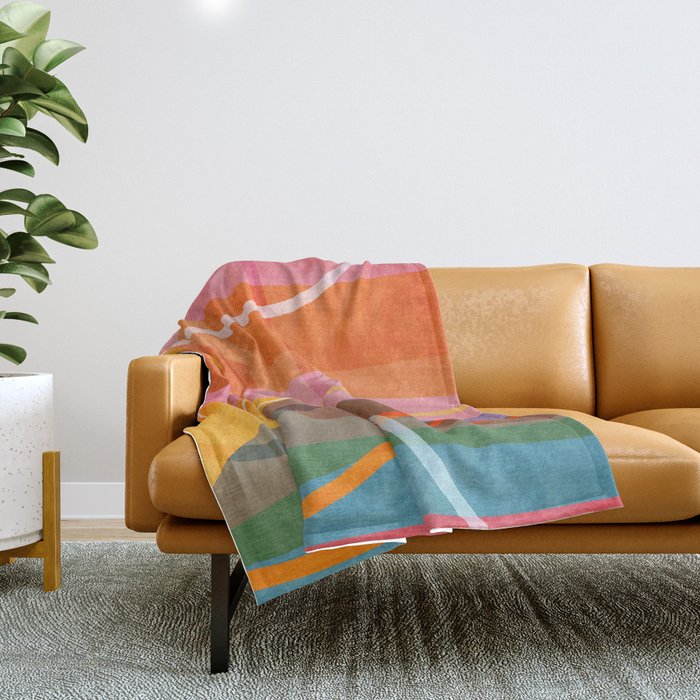 Colorful Shapes Lines Modern Bold Artwork Throw Blanket Gallery Image 1