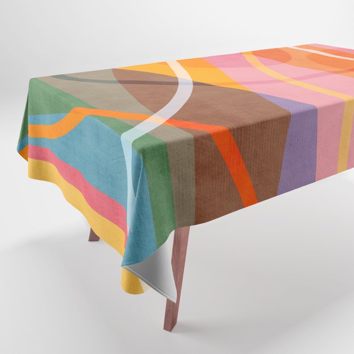 Colorful Shapes Lines Modern Bold Artwork Tablecloth Gallery Image 1