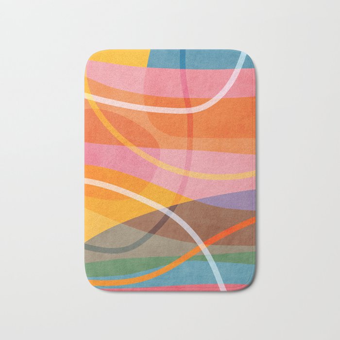 Colorful Shapes Lines Modern Bold Artwork Bath Mat Gallery Image 1