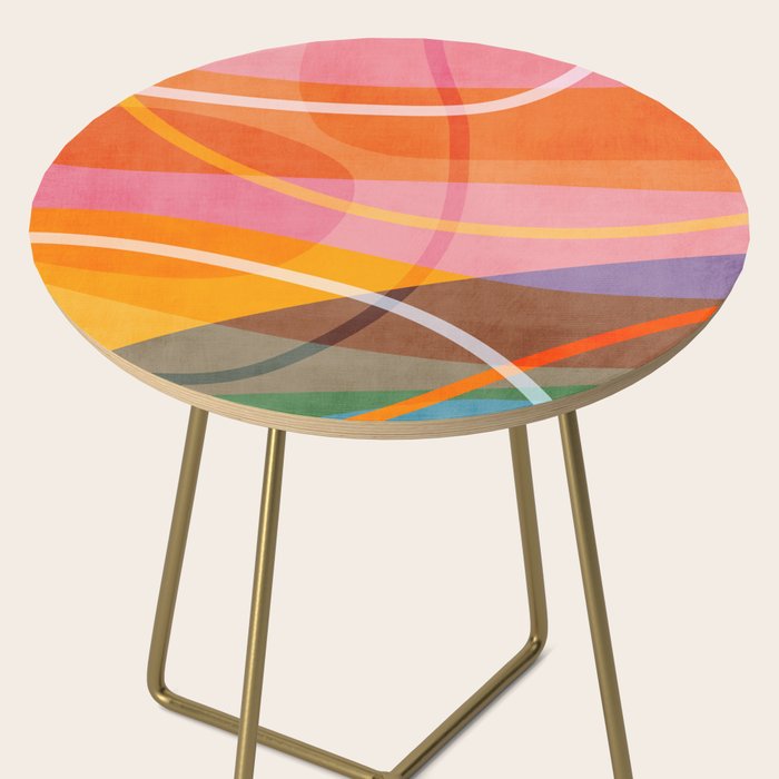 Colorful Shapes Lines Modern Bold Artwork Side Table Gallery Image 2