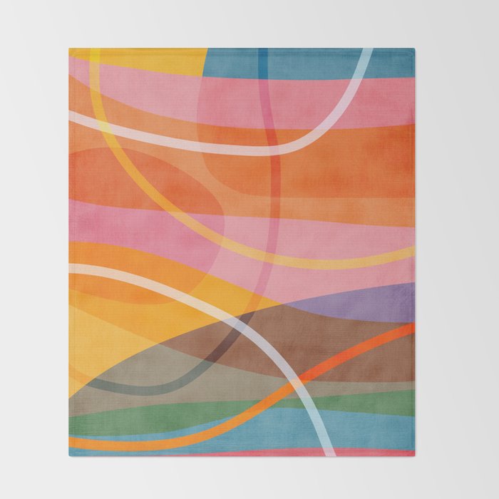Colorful Shapes Lines Modern Bold Artwork Throw Blanket Gallery Image 2