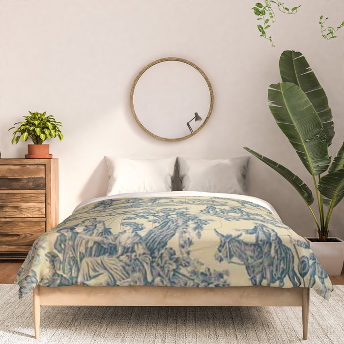 Sepia Blue Toile de Jouy Comforter Gallery Image 3