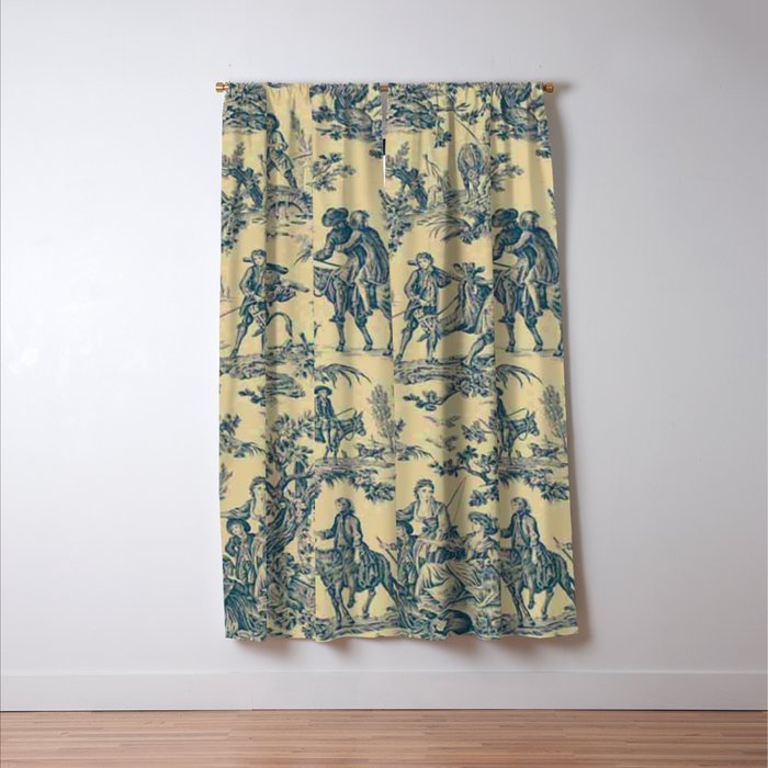 Sepia Blue Toile de Jouy Window Curtain Gallery Image 3