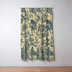 Sepia Blue Toile de Jouy Window Curtain Gallery Image 3