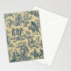Sepia Blue Toile de Jouy Stationery Card Gallery Image 2