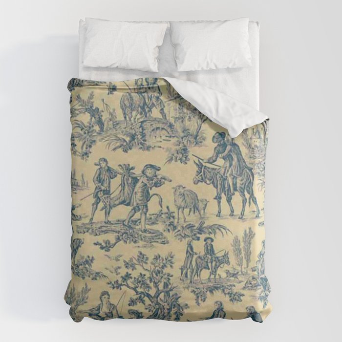 Sepia Blue Toile de Jouy Duvet Cover Gallery Image 6