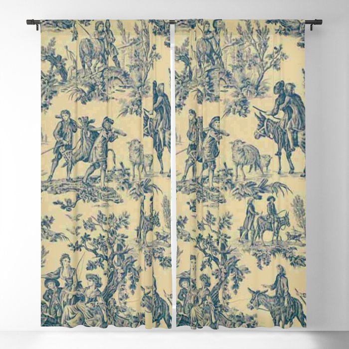 Sepia Blue Toile de Jouy Window Curtain Gallery Image 5