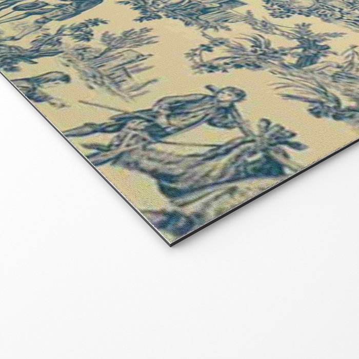 Sepia Blue Toile de Jouy Welcome Mat Gallery Image 2