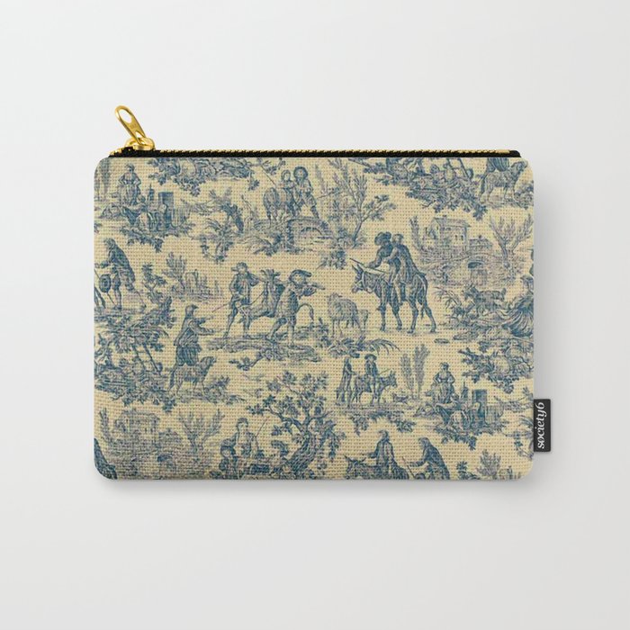 Sepia Blue Toile de Jouy Carry All Pouch Gallery Image 1
