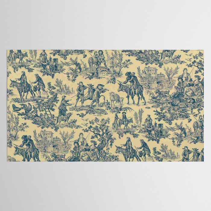 Sepia Blue Toile de Jouy Tablecloth Gallery Image 2