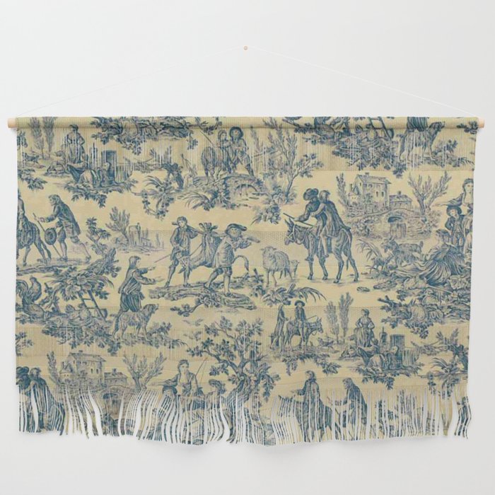 Sepia Blue Toile de Jouy Wall Hanging Gallery Image 1