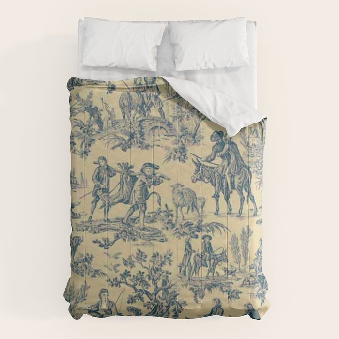Sepia Blue Toile de Jouy Comforter Gallery Image 6