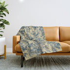 Sepia Blue Toile de Jouy Throw Blanket Gallery Image 1