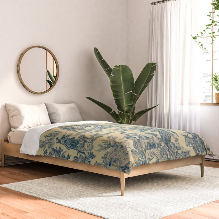 Sepia Blue Toile de Jouy Comforter Gallery Image 2