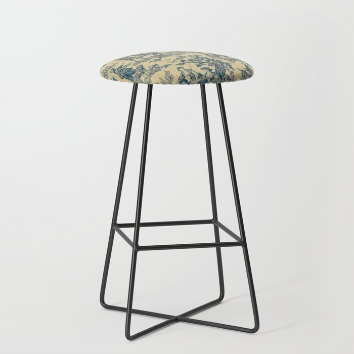 Sepia Blue Toile de Jouy Stool Gallery Image 1