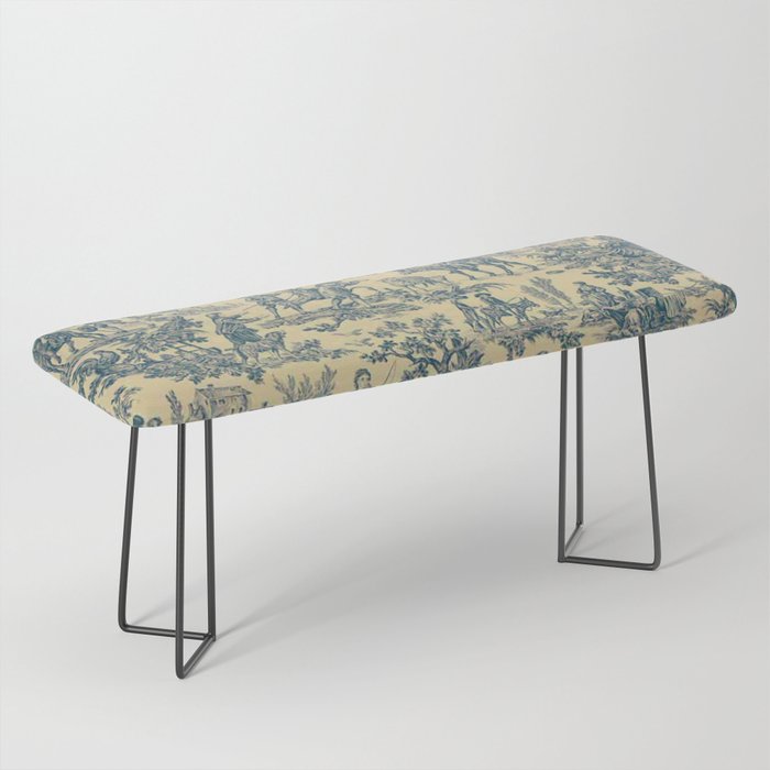 Sepia Blue Toile de Jouy Bench Gallery Image 1