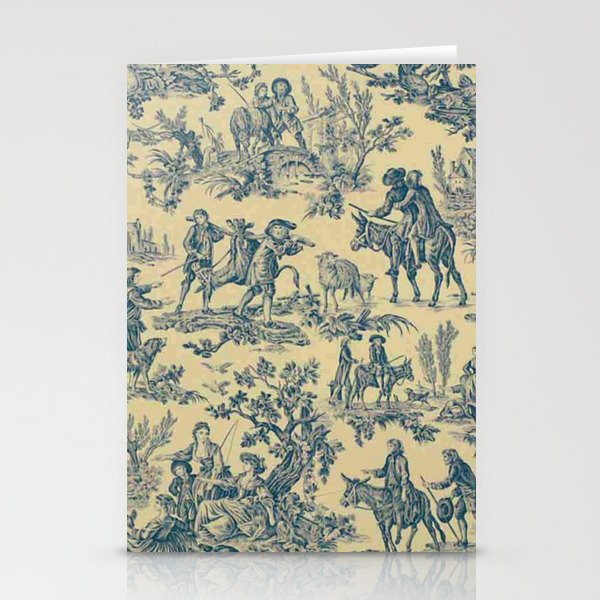 Sepia Blue Toile de Jouy Stationery Card Gallery Image 2