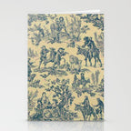 Sepia Blue Toile de Jouy Stationery Card Gallery Image 2