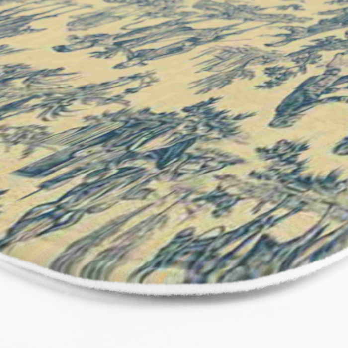 Sepia Blue Toile de Jouy Bath Mat Gallery Image 3