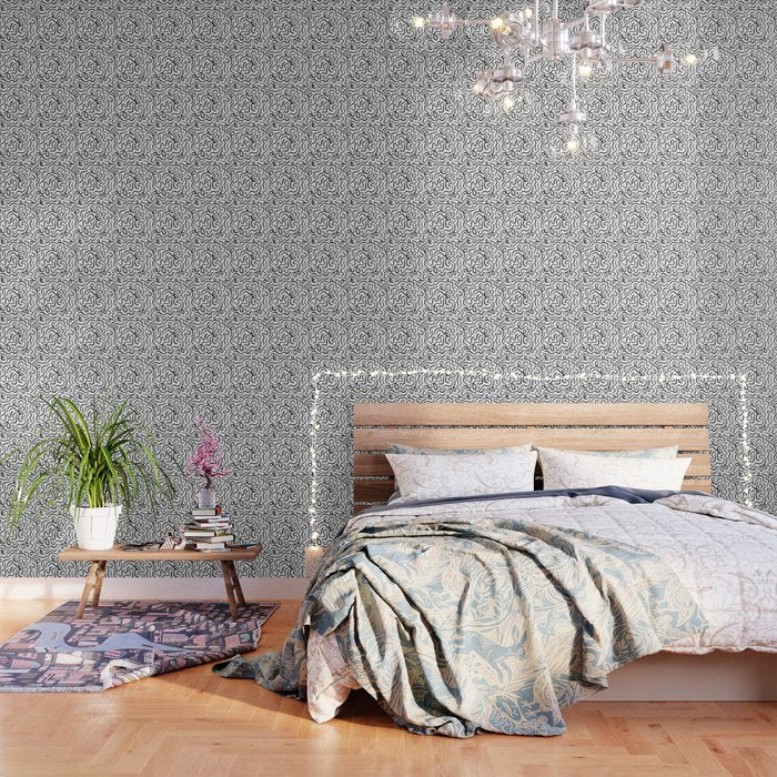 Fun black line doodle art pattern Wallpaper Gallery Image 3