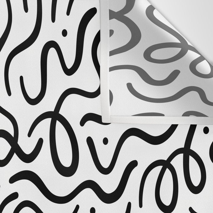 Fun black line doodle art pattern Wall Tapestry Gallery Image 3