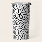 Fun black line doodle art pattern Travel Mug Gallery Image 2