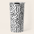 Fun black line doodle art pattern Travel Mug Gallery Image 1